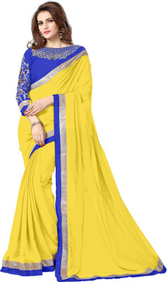

onlinefayda Embroidered Daily Wear Chiffon Saree(Yellow)