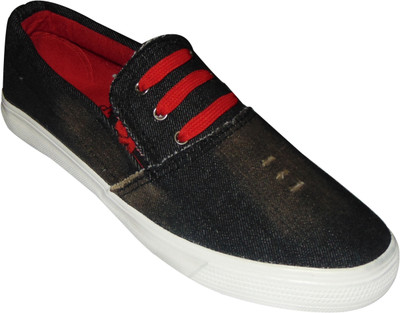 

G S Footwear Slip On Sneakers For Men(Black, Red