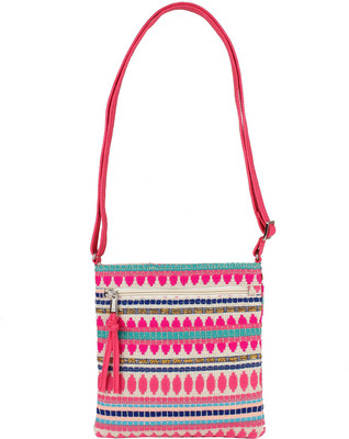 

Tash Creations Girls Casual Pink Cotton Sling Bag