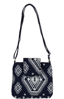 

Tash Creations Women Casual Blue, White Cotton Sling Bag