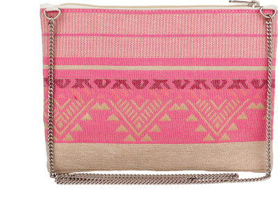 

Tash Creations Women Evening/Party Pink, Beige Cotton Sling Bag, Beige;pink