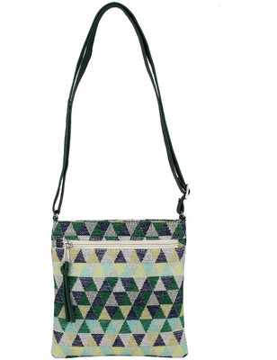 

Tash Creations Girls Casual Green Cotton Sling Bag