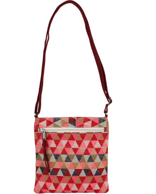 

Tash Creations Girls Casual Red, Pink Cotton Sling Bag, Pink;red