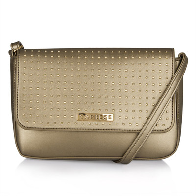 

Caprese Women Casual Gold PU Sling Bag