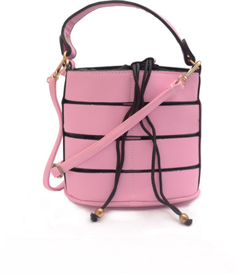 

ADORSY Girls Casual Pink, Black Leatherette Sling Bag, Black;pink