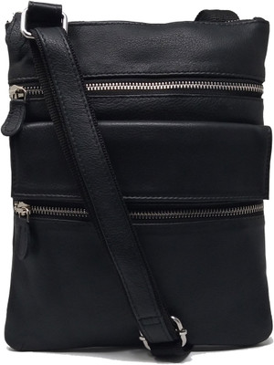 

Wildmount Men & Women Casual Black Genuine Leather Sling Bag
