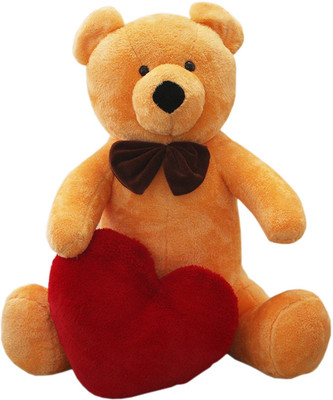 

Amardeep Supersoft Teddy With Red Heart 70cms - 70 cm(Pumpkin Orange)