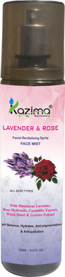 

KAZIMA Lavender & Rose Revitalising Facial Spritz & Face Mist (135 ML) For Fresh, Glowy Skin All Day long ( No Sulfate, No Parabens, No Xanthan, No Mineral Oil )(135 ml)