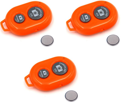 

ReTrack SET OF 3PC Camera Wireless Bluetooth Remote Controler Shutter For Selfie Stick-Tripod-Samrt Phone Tripod Kit(Orange, Supports Up to 200 g)