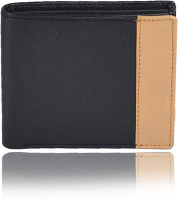 

Zeebros Men Black Genuine Leather Wallet(6 Card Slots), Black-tan
