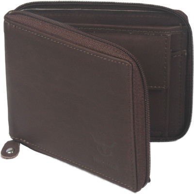 

Hidelink Men Brown Genuine Leather Wallet(6 Card Slots), Dark brown