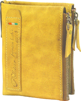 

POLLSTAR Men Yellow Genuine Leather Wallet(4 Card Slots)