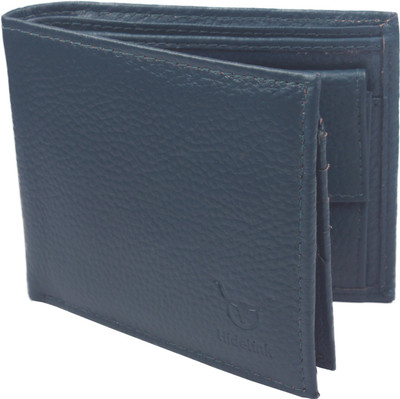 

Hidelink Men Blue Genuine Leather Wallet(9 Card Slots), Navy blue