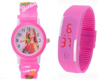 Swan T039 S - PINK BARBIE & PINK LED COMBO FOR BOYS & GIRLS Watch  - For Boys & Girls   Watches  (Swan)