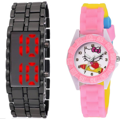 

COSMIC LEDSKMEI HEAVY BRACELET WITH RED LIGHT FOR TEENAGERS WITH DESINGER AND FANCY KITTY CARTOON PRINTED ON TINNY DIAL KIDS & CHILDREN Watch - For Boys & Girls