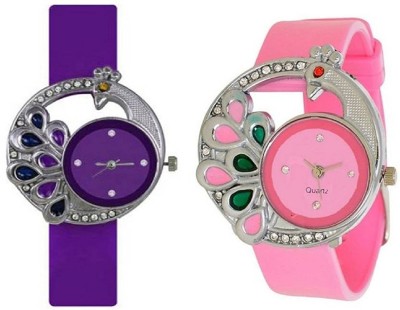 Swadesi Stuff Diamond studded pink purple extremely cute combo of 2 wathes Watch  - For Women   Watches  (Swadesi Stuff)