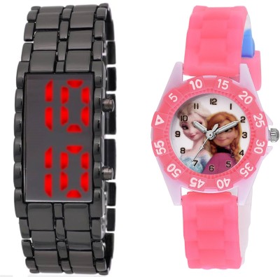 COSMIC LEDSKMEI HEAVY BRACELET WITH RED LIGHT FOR TEENAGERS WITHDESINGER AND FANCY BARBIE PRINCES CARTOON PRINTED ON TINNY DIAL KIDS & CHILDREN Watch  - For Boys & Girls   Watches  (COSMIC)