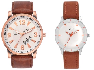 YOLO Quartz Analogue White Dial Leather Strap Casual Watch  - For Couple   Watches  (YOLO)