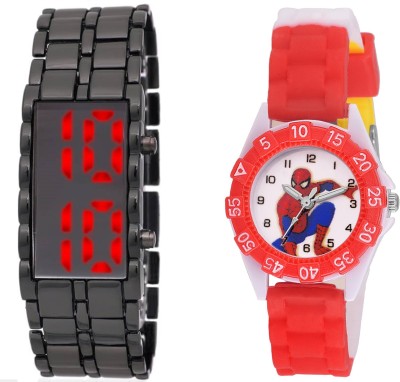 COSMIC LEDSKMEI HEAVY BRACELET WITH RED LIGHT FOR TEENAGERS WITH DESINGER AND FANCY SPIDER-MAN CARTOON PRINTED ON TINNY DIAL KIDS & CHILDREN Watch  - For Boys & Girls   Watches  (COSMIC)