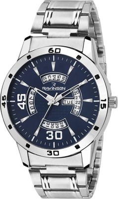 RAVINSON R3802SM04D New Day and Date Blue Dial Stainless Steel Casual Analog Watch  - For Men   Watches  (Ravinson)