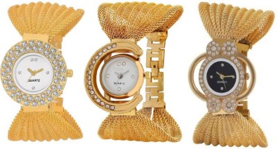 Swadesi Stuff Premium Quality Diamond Studded Golden combo of 3 watches Watch  - For Women   Watches  (Swadesi Stuff)