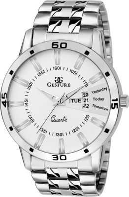 Gesture 1201- White Day And Date Chain Watch  - For Men   Watches  (Gesture)