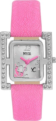 Youth Club LSQDM-153PNK NEW STUDDED SQUARE GIRL COLLECTION Watch  - For Girls   Watches  (Youth Club)
