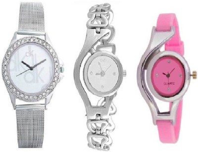 evengreen 54 Glory Chain Pink Pu Strap And Dk Sefar Chain Watches Combo PAck Of - 3 For woman And Girls Watch - For Girls Watch  - For Girls   Watches  (Evengreen)
