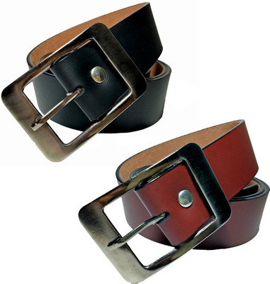 

LOOPA Men Formal Multicolor Synthetic Belt, Black and brown