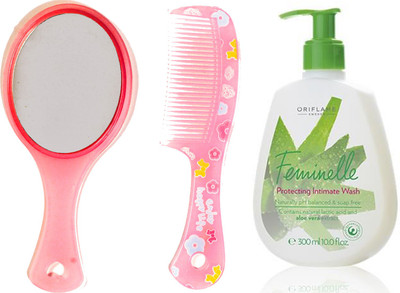 

Oriflame Sweden Feminelle Protecting Intimate Wash 300ml (31326) With Mirror Comb Set(Set of 3)