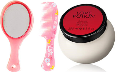 

Oriflame Sweden Love Potion Perfumed Body Cream 250ml (31779) With Mirror Comb Set(Set of 3)