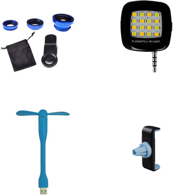 

MINIFOX SELFIE FLASH LIGHT, USB FAN, CAR AIR STAND, MOBILE LENS Combo Set