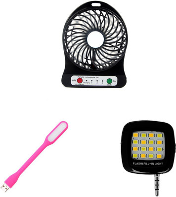 

MINIFOX USB FAN, SELFIE FLASH LIGHT, LED LAMP Combo Set
