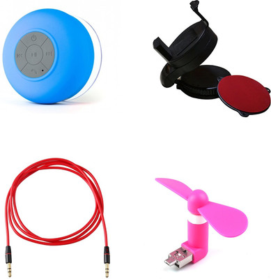 

MINIFOX MOBILE BLUETOOTH SPEAKER, FAN, AUX CABLE, ROUND MOBILE STAND Combo Set