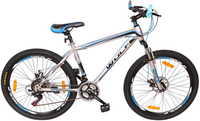 

WOLF Woops Dual Disc Bicycle For Adults Silver 26 T Mountain/Hardtail Cycle(21 Gear, Silver), Sliver