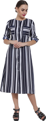 AAYU Women Shift Multicolor Midi/Calf Length Dress