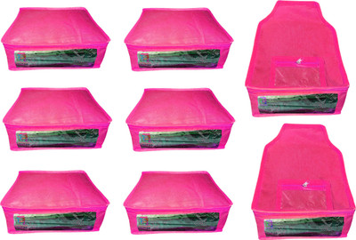 

Atorakushon Saree & Blouse cover organiser Combo 6 Saree and 2 Blouse Lahenga cover wardrobe orgniser Wedding Gift Regular Clothes Bag Vanity pouch Set of 8 Pink At 6and2 Non woven pnk(Pink)