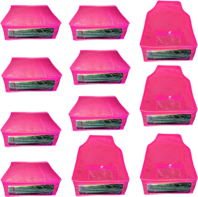 

Atorakushon Saree & Blouse cover organiser Combo 7 Saree and 4 Blouse Lahenga cover wardrobe orgniser Wedding Gift Regular Clothes Bag Vanity pouch Set of 11 Pink At 7and4 Non woven pnk(Pink)