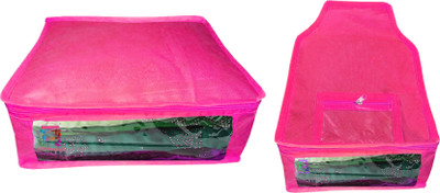

Atorakushon Saree & Blouse cover organiser Combo 1 Saree and 1 Blouse Lahenga cover wardrobe orgniser Wedding Gift Regular Clothes Bag Vanity pouch Set of 2 Pink At 1and1 Non woven pnk(Pink)