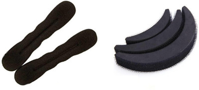 

KashQueen Set of 5 Hair Accessories Set for womens - 3 Puff Maker + 2 Bun Maker Hair Accessory Set(Black)