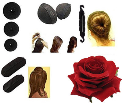 

KashQueen Set of 9, Fashion Crown, 6 Multi Hair Bands with 2 Bumpits Set for womens Hair Accessory Set(Multicolor)