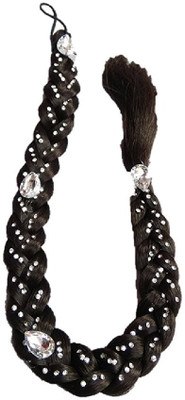 

KashQueen Stone Zircon Studded Party Wear Indian Choti Hair For Women Braid Extension(Black)
