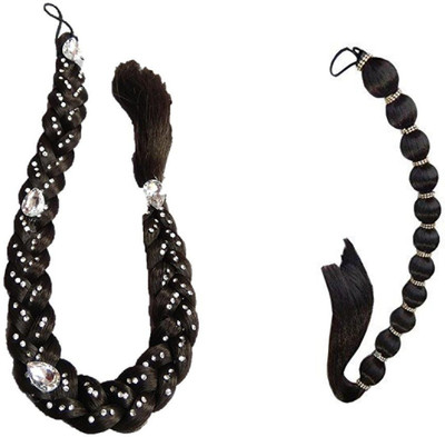 

KashQueen Stylish 2 Stone Hair Parandi Hair Extenshion for Festives Braid Extension(Black)