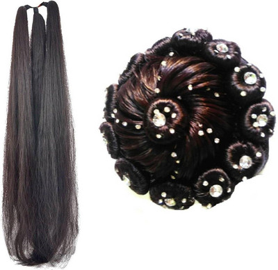 

KashQueen 24Inchs Hair Parandi with Stone Juda For Festives Braid Extension(Brown)