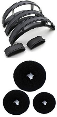 

KashQueen Pack of 3 hair donuts |+ As Seen on tv bumpits set maker set of 5 Hair Accessory Set(Black)
