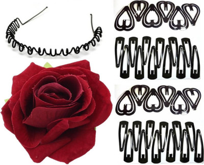 

KashQueen Fashion Tic Tac Clips for Hairs (Black) Hair Accessory Set(Black, Red)