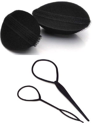 

KashQueen Puff Bumpits And Topsy Tail Maker Combo Hair Accessory Set(Black)