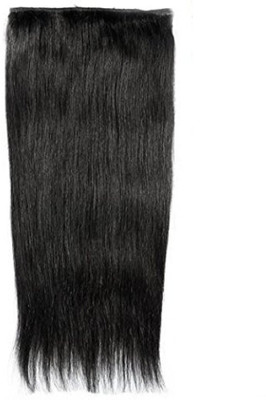 

Confidence Clip On 100grams Real Human Extensions 1 pcs with 5 Clips Instant Volume And Thickness Straight (24 inch, Black) Hair Extension