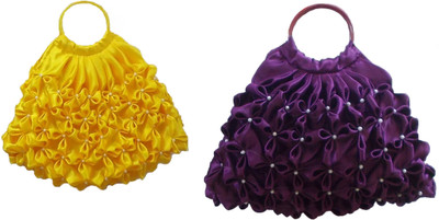 Rosy Hand-held Bag(Yellow, Purple), Purple;yellow