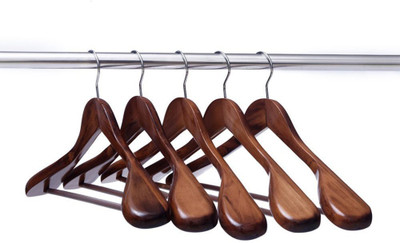 

MTS Premium Quality Brown Wooden Coat Hangers Pack of 6 Scarf Organizer( )
